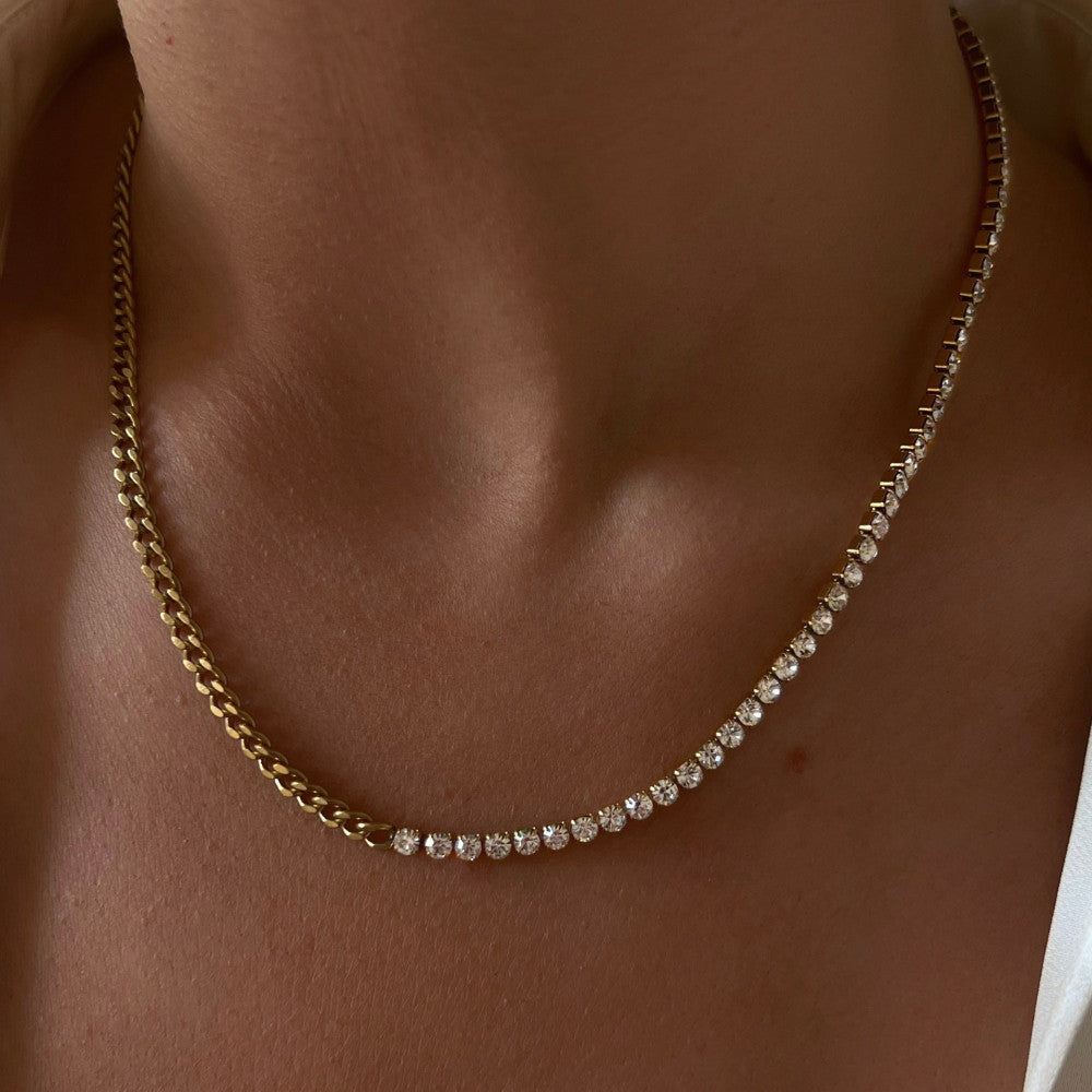 Serena Tennis Necklace 18k Gold Plated