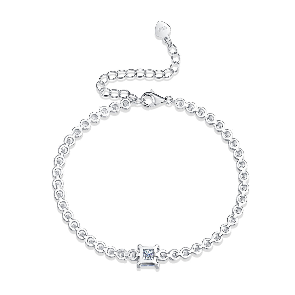 Rubik's Cube Luxury Fashion Mosan Diamond Silver Jewelry Comparable To Natural Diamond Bracelet