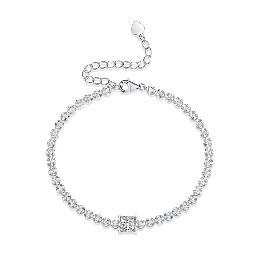 Rubik's Cube Luxury Fashion Mosan Diamond Silver Jewelry Comparable To Natural Diamond Bracelet