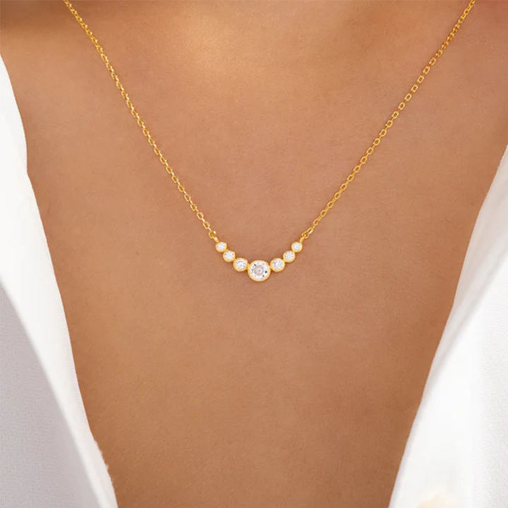 Fashion Jewelry Necklace 925 Sterling Silver Charm Necklace Round Diamond by the Yard 18k Gold Plated Necklace Women