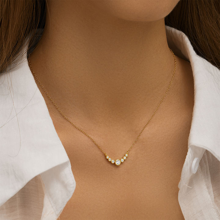 Fashion Jewelry Necklace 925 Sterling Silver Charm Necklace Round Diamond by the Yard 18k Gold Plated Necklace Women