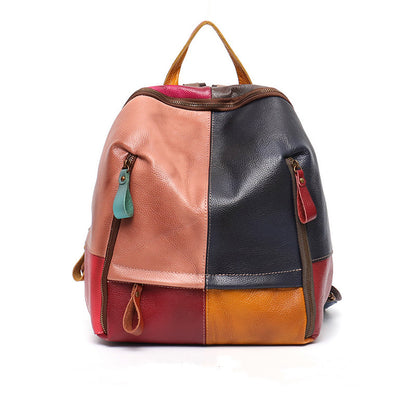 Coriumpera® Leather Contrast Panel Premium Backpack Travel Bag