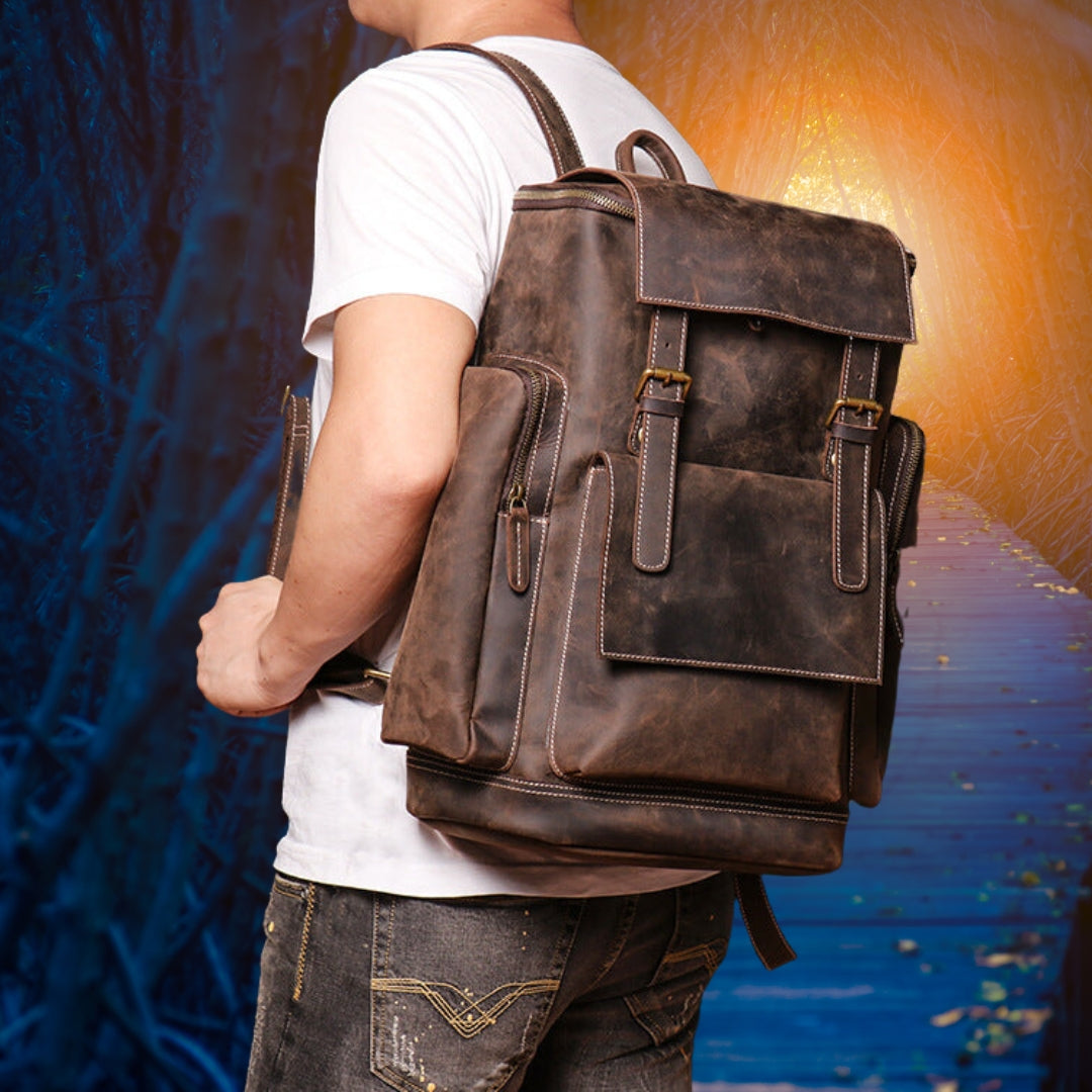 Coriumpera®️ Men Backpack Crazy Horse Leather Travel Bag