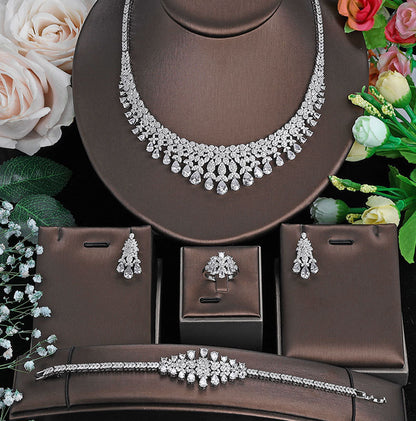 Coriumpera® BridalBliss Jewelry Set2 - Necklace, Earrings, Ring & Bracelet