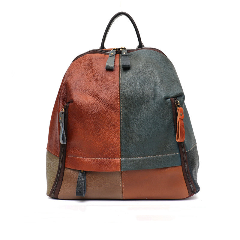 Coriumpera® Leather Contrast Panel Premium Backpack Travel Bag