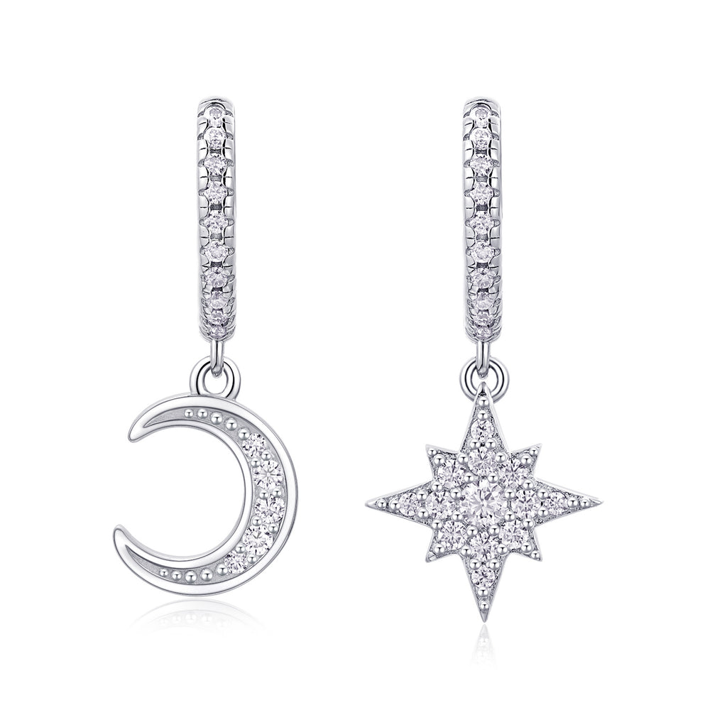 Star & Moon Moissanite Earring