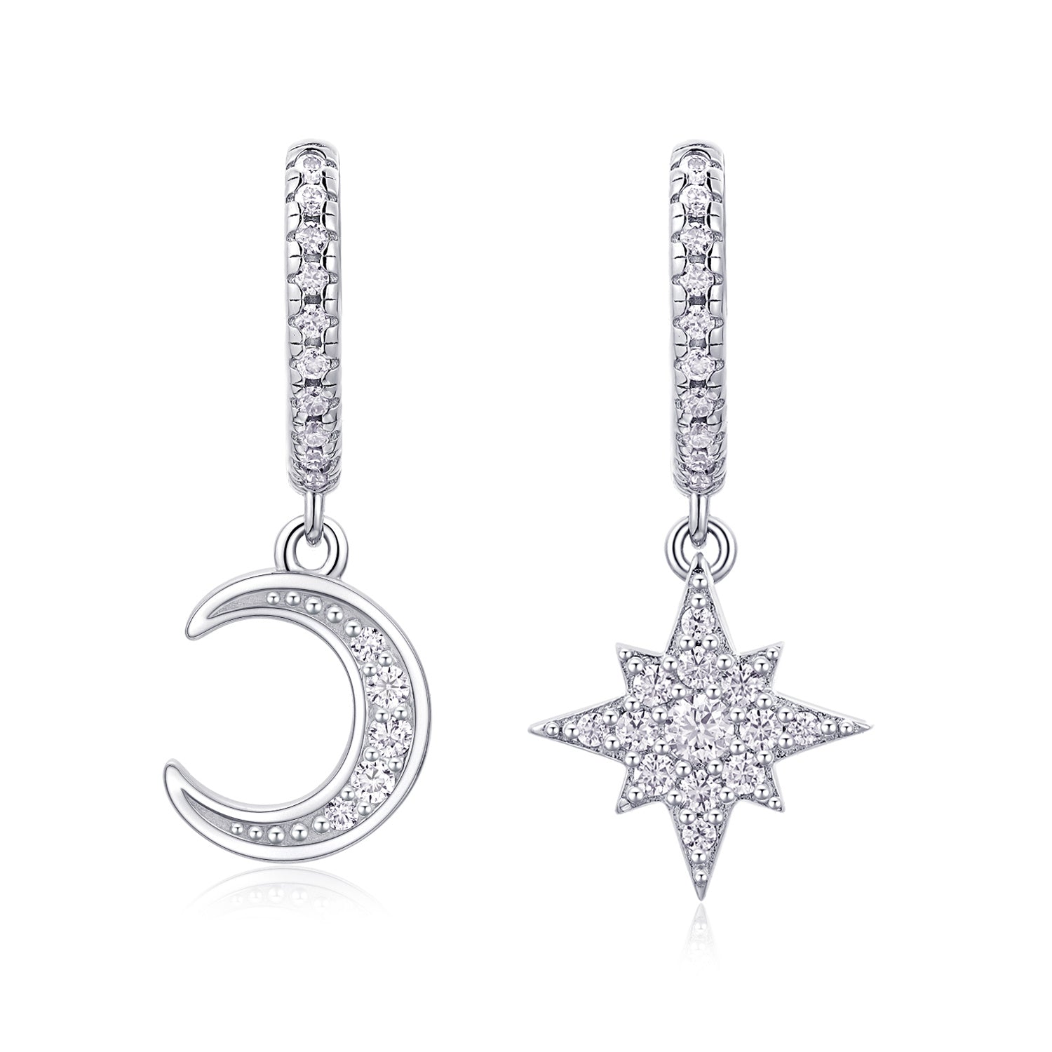 Star & Moon Moissanite Earring