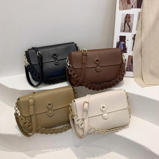 Women Shoulder Bags Woven Chain Bag Pu Leather Handbag